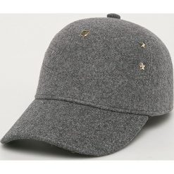 Tommy Hilfiger - Czapka. Szare czapki damskie TOMMY HILFIGER, z aplikacjami, z poliesteru. Za 299,90 zł.