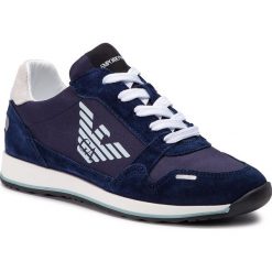 Sneakersy EMPORIO ARMANI - XYX003 XOC01 N824 Navy/L.Blue/White. Niebieskie trampki chłopięce marki Emporio Armani, bez wzorów, ze skóry, na sznurówki. Za 739,00 zł.