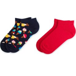 Zestaw 2 par niskich skarpet unisex HAPPY SOCKS - ICC02-6300 Czerwony Granatowy. Czerwone skarpetki damskie marki Happy Socks, bez wzorów, z elastanu. Za 54,90 zł.