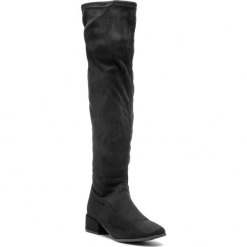 Muszkieterki TAMARIS - 1-25528-21 Black Uni 007. Czarne kozaki damskie Tamaris, ze skóry ekologicznej, przed kolano, na wysokim obcasie, na obcasie, bez zapięcia. W wyprzedaży za 189,00 zł.