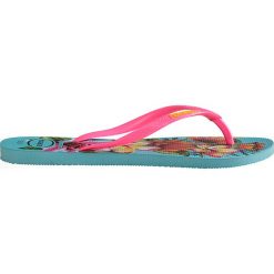 HAVAIANAS SLIM SUMMER > H4129848-0031P. Niebieskie klapki damskie Havaianas, w paski, z gumy, bez obcasa. W wyprzedaży za 99,99 zł.