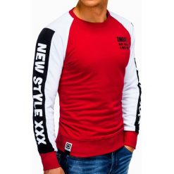 Bluza męska z nadrukiem B935 - czerwona. Czerwone bluzy męskie Ombre Clothing, s, z nadrukiem, z bawełny, bez kołnierzyka, bez rękawów, bez kaptura. Za 49,00 zł.