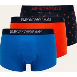 Emporio Armani - Bokserki (3-pack). Niebieskie bokserki męskie Emporio Armani, z nadrukiem, z elastanu. Za 219,90 zł.