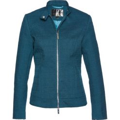 Kurtka ramoneska z przędzy boucle bonprix niebieskozielony morski. Zielone kurtki damskie bonprix, bez wzorów. Za 169,99 zł.
