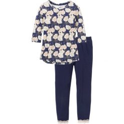 Piżama z legginsami 3/4 bonprix ciemnoniebieski z nadrukiem. Niebieskie piżamy damskie bonprix, z nadrukiem, z koronki, bez rękawów. Za 69,99 zł.