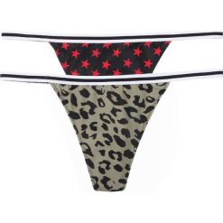 Stringi tanga bonprix w cętki leoparda + w gwiazdy. Szare majtki damskie bonprix. Za 35,98 zł.