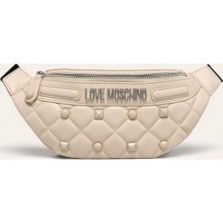 Love Moschino - Nerka. Białe nerki damskie Love Moschino, w paski, ze skóry ekologicznej, casualowe, pikowane, bez dodatków. Za 639,90 zł.