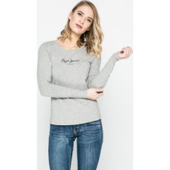 Pepe Jeans - Bluzka New Virginia. Szare bluzki damskie Pepe Jeans, s, z nadrukiem, z elastanu, casualowe, z okrągłym kołnierzem, bez rękawów. W wyprzedaży za 89,90 zł.