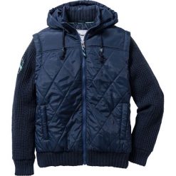 Kurtka z rękawami z dzianiny bonprix ciemnoniebieski. Niebieskie kurtki męskie bonprix, m, z aplikacjami, z dzianiny. Za 189,99 zł.