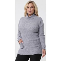 Szary Golf Addyson. Szare swetry damskie Born2be, xl, bez wzorów, z jeansu, z długim rękawem, długie, bez kaptura. Za 109,99 zł.