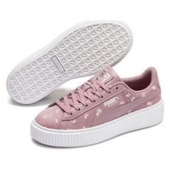 Puma tenisówki dziewczęce Suede Platform Dots Jr Elderberry-Peach Bud 39. Pomarańczowe trampki dziewczęce Puma, bez wzorów, bez zapięcia. Za 350,00 zł.