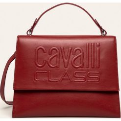 Cavalli Class - Torebka skórzana. Czarne torby damskie na zakupy Cavalli Class, w paski, z bawełny, na ramię, z aplikacjami. W wyprzedaży za 799,90 zł.