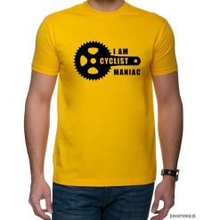 Koszulka T-SHIRT Maniac. Pomarańczowe t-shirty męskie z nadrukiem Pakamera, m. Za 75,00 zł.