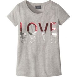 T-shirty damskie: T-shirt z cekinami bonprix jasnoszary melanż