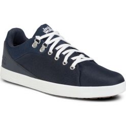 Sneakersy JACK WOLFSKIN - Auckland Ride Low M 4032482-1197100 Dark Blue/White. Niebieskie sneakersy męskie Jack Wolfskin, na co dzień, bez wzorów, ze skóry ekologicznej, klasyczne, bez zapięcia. W wyprzedaży za 239,00 zł.