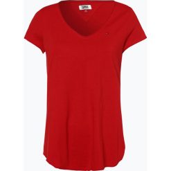 Tommy Jeans - T-shirt damski, czerwony. Czerwone t-shirty damskie Tommy Jeans, xs, z haftami, z jeansu. Za 129,95 zł.