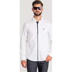 KOSZULA Emporio Armani. Białe koszule męskie Emporio Armani, s, z haftami, z włoskim kołnierzykiem, bez rękawów. Za 799,00 zł.