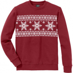 Bluza Regular Fit bonprix ciemnoczerwono-biały. Czerwone bluzy męskie bonprix, s, z nadrukiem, bez kołnierzyka, bez rękawów, bez kaptura. Za 34,99 zł.