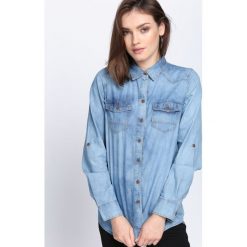 Jasnoniebieska Koszula Leave Behind. Szare koszule damskie Born2be, bez wzorów, z denimu, klasyczne, z klasycznym kołnierzykiem, bez rękawów. Za 29,99 zł.