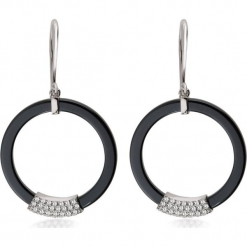 RABAT Kolczyki Białe Złoto - złoto białe 375, Diament 0,13ct. Białe kolczyki damskie W.KRUK, z diamentem, ceramiczne. W wyprzedaży za 679,00 zł.