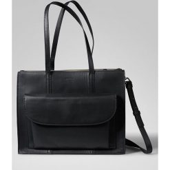 Torebki klasyczne damskie: Skórzana torebka w kolorze czarnym – 33 x 26 x 13 cm