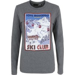 Bluzka Love Moschino. Szare bluzki damskie s, z nadrukiem, klasyczne, z włoskim kołnierzykiem, bez rękawów. Za 249,00 zł.