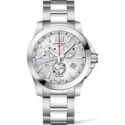 LONGINES CONQUEST CHRONO 1/100 SEC L3.800.4.76.6. Szare zegarki męskie LONGINES, ze stali. Za 5230,00 zł.