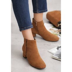 Camelowe Botki Caldera. Brązowe botki damskie Born2be, ze skóry, na niskim obcasie, na obcasie, na zamek. Za 139,99 zł.