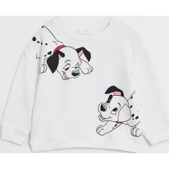 Mango Kids - Bluza dziecięca Dalmatas 80-104 cm. Białe bluzy dziewczęce Mango Kids, z nadrukiem, z bawełny, bez rękawów, bez kaptura. Za 69,99 zł.