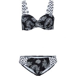 Bikini na fiszbinach (2 części) bonprix czarno-biały. Czarne stroje kąpielowe damskie bonprix, bez wzorów. Za 74,99 zł.