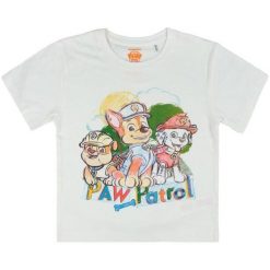 Disney Koszulka Dziecięca Paw Patrol 104 Biały. Białe t-shirty chłopięce Disney, z motywem z bajki, bez rękawów. Za 35,00 zł.