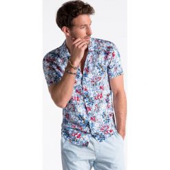 Koszula męska z krótkim rękawem K485 - błękitna. Koszule męskie Ombre Clothing. Za 39,00 zł.
