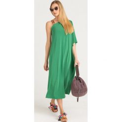 SUKIENKA EDDA Max Mara Leisure. Zielone sukienki damskie Max Mara Leisure, na imprezę, s, z aplikacjami, z tkaniny, bez kołnierzyka, bez rękawów, midi. Za 879,00 zł.