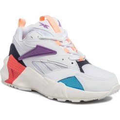 Buty Reebok - Aztrek Double Mix Pops DV8171 White/Grape Punch/Bright. Białe półbuty damskie Reebok, na co dzień, bez wzorów, ze skóry ekologicznej, bez obcasa, na płaskiej podeszwie, bez zapięcia. W wyprzedaży za 259,00 zł.