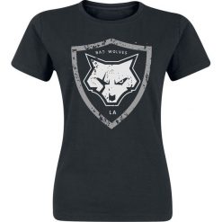 Bad Wolves Distressed Shield Logo Koszulka damska czarny. Czarne bluzki z odkrytymi ramionami marki Bad Wolves, l, z nadrukiem, z okrągłym kołnierzem. Za 74,90 zł.