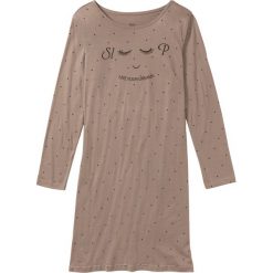 Koszula nocna bonprix brunatny z nadrukiem. Pomarańczowe koszule nocne damskie bonprix, z nadrukiem, ze skóry, bez kołnierzyka, bez rękawów. Za 34,99 zł.