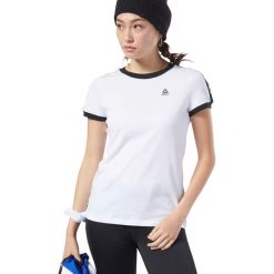 Reebok Essentials Linear Koszulka Biały. Białe koszulki damskie Reebok, s, bez wzorów, z bawełny, bez kołnierzyka, z krótkim rękawem. Za 119,95 zł.