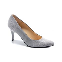 Buty ślubne damskie: Skórzane czółenka w kolorze szarym