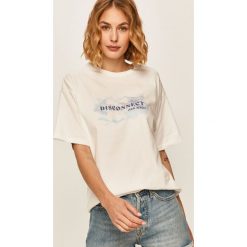 Local Heroes - T-shirt Glitch Clouds. Białe topy damskie LOCAL HEROES, s, z nadrukiem, z bawełny, z okrągłym kołnierzem. Za 169,90 zł.