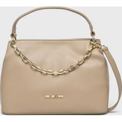 Love Moschino - Torebka. Brązowe torebki klasyczne damskie marki Love Moschino, w paski, z materiału, na ramię, średnie. Za 659,90 zł.