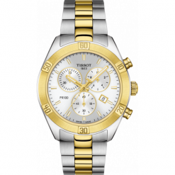 ZEGAREK TISSOT SPORT CHIC LADY CHRONO T101.917.22.031.00. Żółte, analogowe zegarki damskie TISSOT, złote. Za 2100,00 zł.
