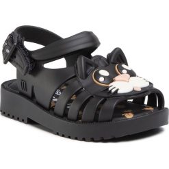 Sandały MELISSA - Francxs Cat Bb 32872 Black/White 51492. Czarne sandały dziewczęce Melissa, z tworzywa sztucznego, bez zapięcia. Za 249,00 zł.