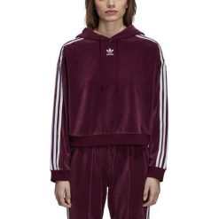 KRÓTKA BLUZA Z KAPTUREM ADIDAS (34). Bluzy damskie Adidas, bez wzorów, z elastanu, z krótkim rękawem, długie, z kapturem. W wyprzedaży za 249,99 zł.
