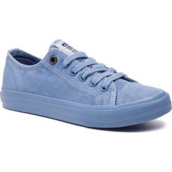 Tenisówki BIG STAR - DD274442 Blue. Niebieskie półbuty damskie BIG STAR, na co dzień, bez wzorów, z gumy, retro, bez obcasa, na płaskiej podeszwie, bez zapięcia. Za 119,00 zł.