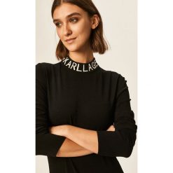 Karl Lagerfeld - Sweter. Czarne swetry damskie KARL LAGERFELD, s, z aplikacjami, z bawełny, bez rękawów, bez kaptura. Za 799,90 zł.
