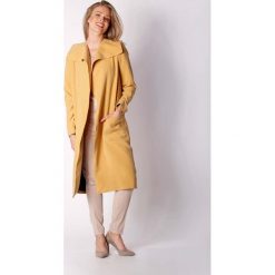 Kamelowy Kopertowy Płaszcz z Dużymi Kieszeniami. Pomarańczowe kurtki damskie Nommo, s, z elastanu. Za 246,90 zł.