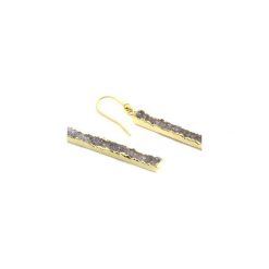 Earrings Długie Agat Szary Fiolet złoto. Szare kolczyki damskie marki Brazi druse jewelry, z agatem, złote. Za 220,00 zł.