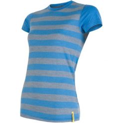 Sensor koszulka damska Merino Active z krótkim rękawem niebieska paski XL. Niebieskie koszulki damskie termoaktywne Sensor, xl, w paski, z wełny, bez kołnierzyka, z długim rękawem, długie, bez kaptura, outdoorowe. Za 229,00 zł.