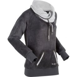 Bluza z polaru, długi rękaw bonprix szaro-matowy srebrny. Szare bluzy damskie bonprix, bez wzorów, z polaru, z długim rękawem, długie, bez kaptura. Za 99,99 zł.