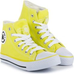 Trampki damskie slip on: Wiązane wysokie tenisówki GEORGETTE odcienie żółtego i złota